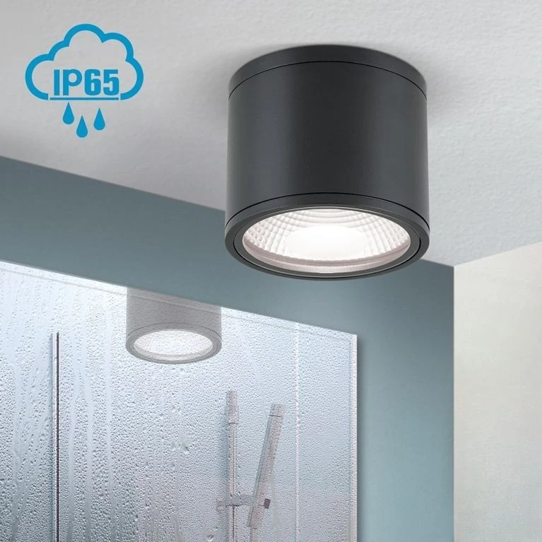 LED plafonska lampa SPUTNIK, IP65, crna, Ø 14,5 cm