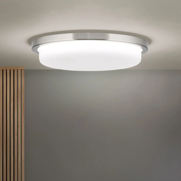 LED plafonska lampa LEROX, saten hrom, Ø 30 cm