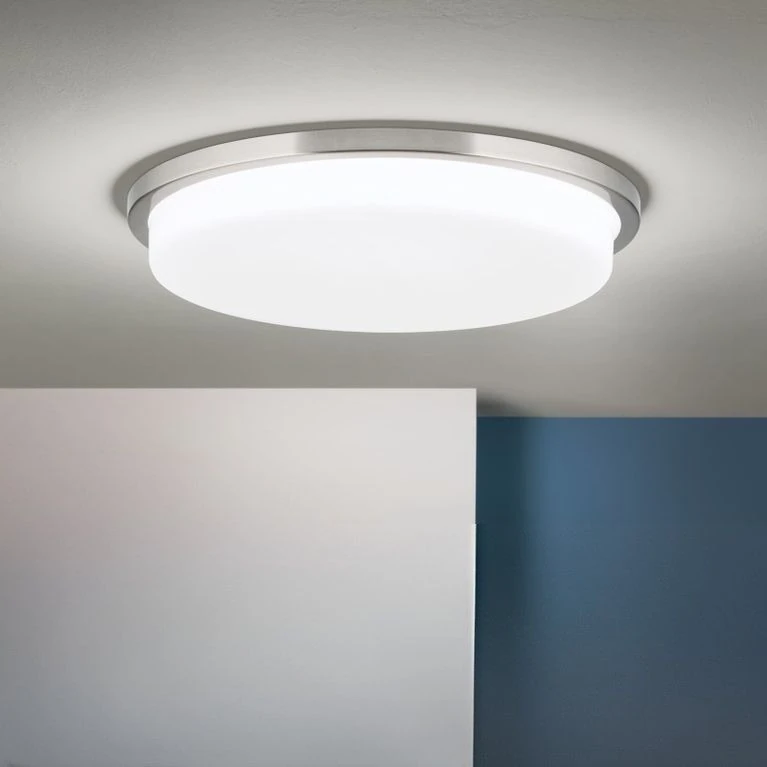 LED plafonska lampa LEROX, saten hrom, Ø 40 cm