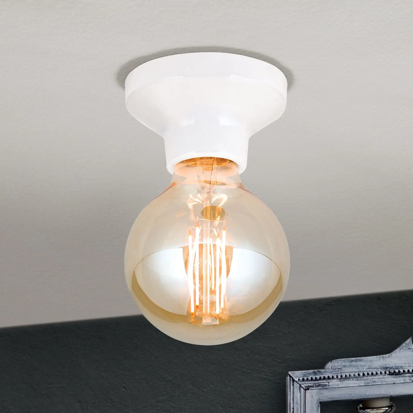 Plafonska lampa FROST, bela, keramika