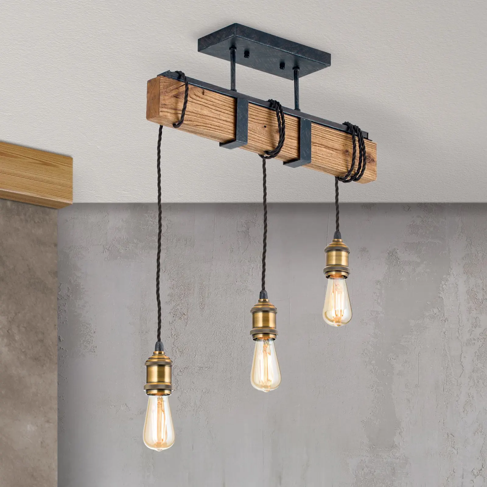 Plafonska lampa CELLAR, vintage, sa 3 izvora svetla