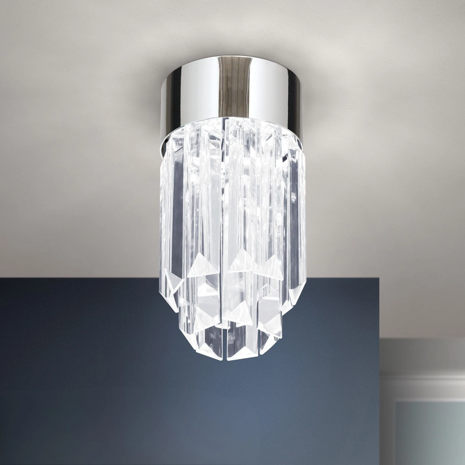 LED kristalna plafonska lampa PRISM, hrom, LED 4,5 W / 380 lm / 3000 K