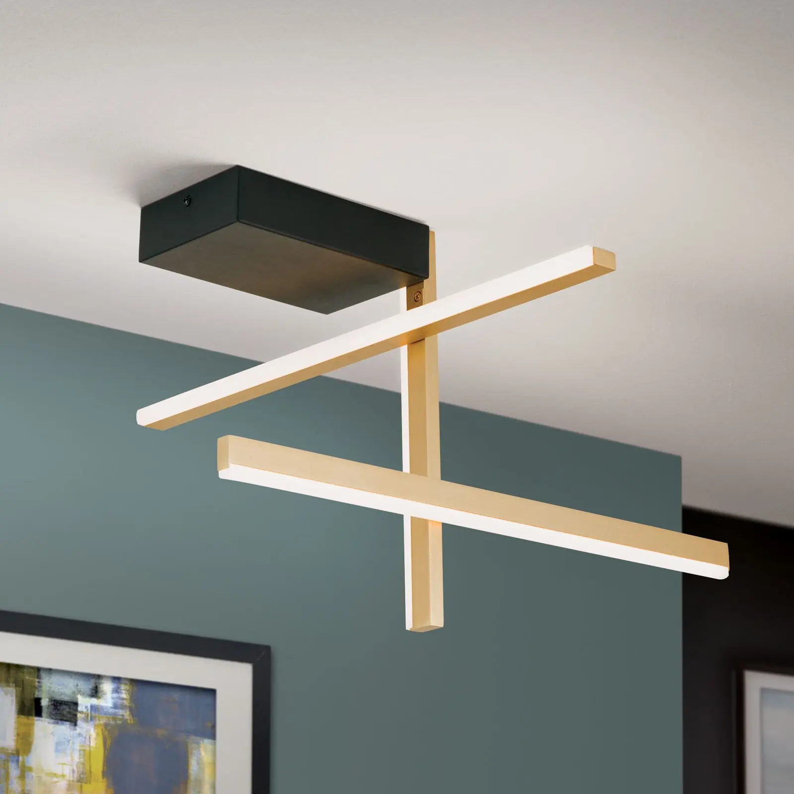 LED plafonska lampa STARGATE, zlatna sa crnom osnovom, 1800lm