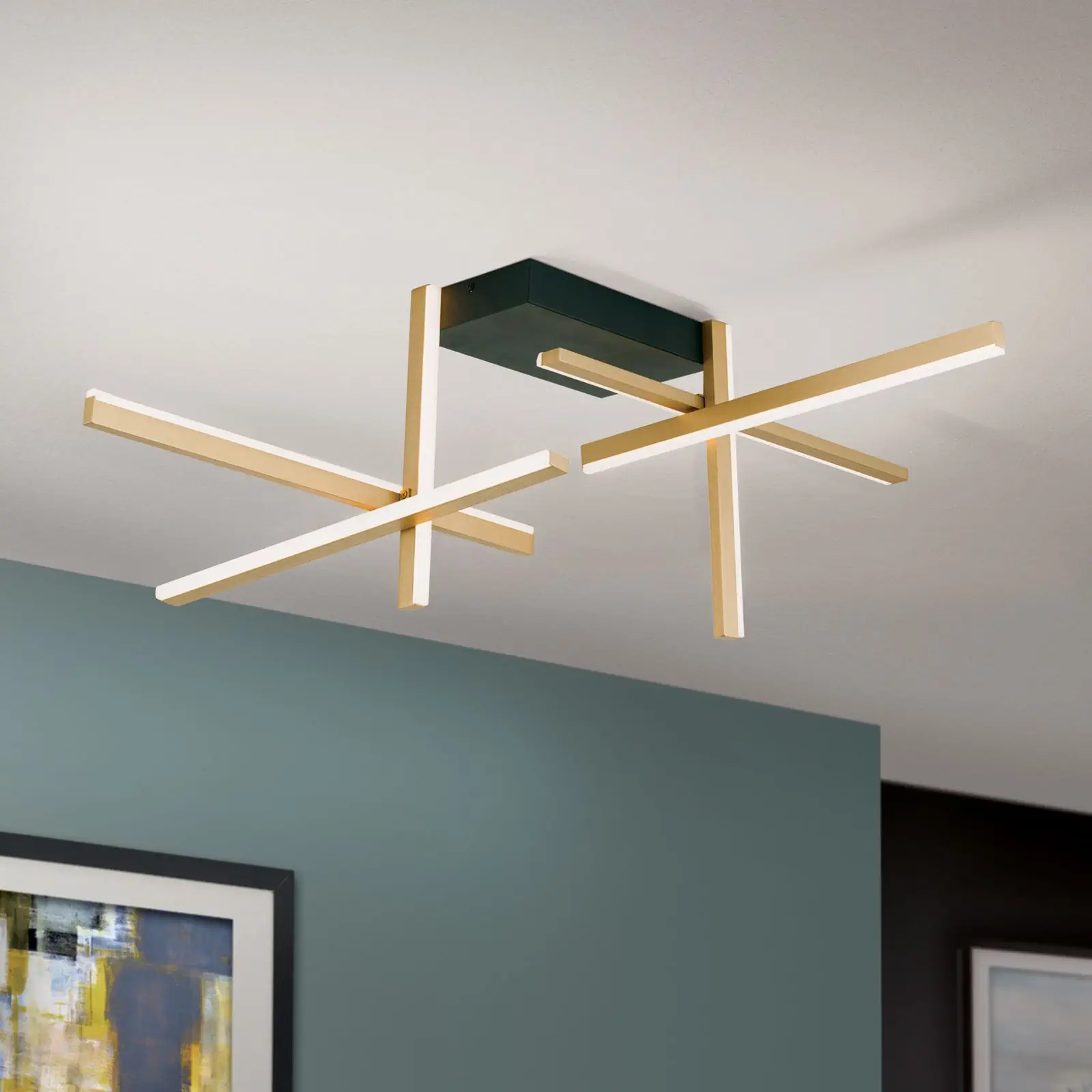 LED plafonska lampa STARGATE, zlatna sa crnom osnovom, 3400lm