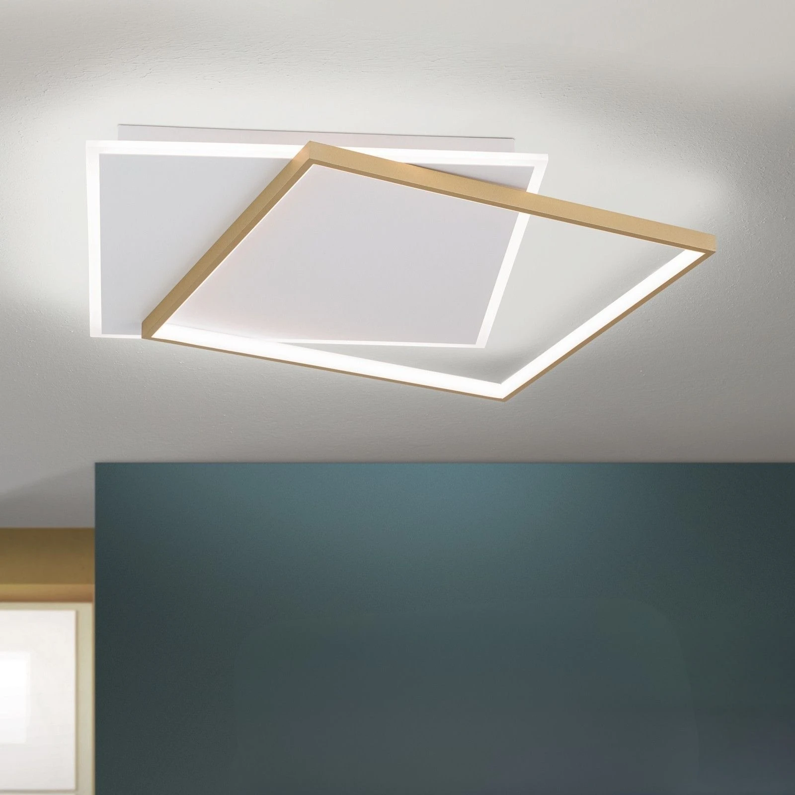 LED plafonska lampa EMANUEL, bela i zlatna