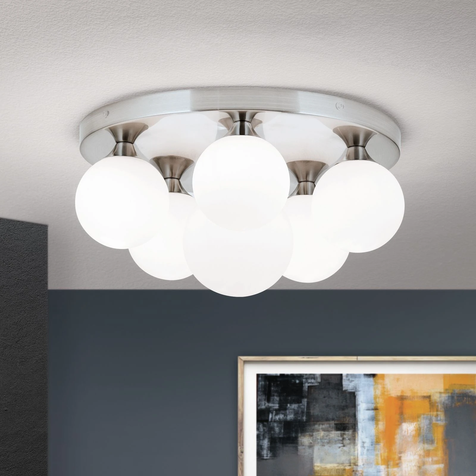 Plafonska lampa SNOWWHITE, 6 izvora svetla, saten hrom