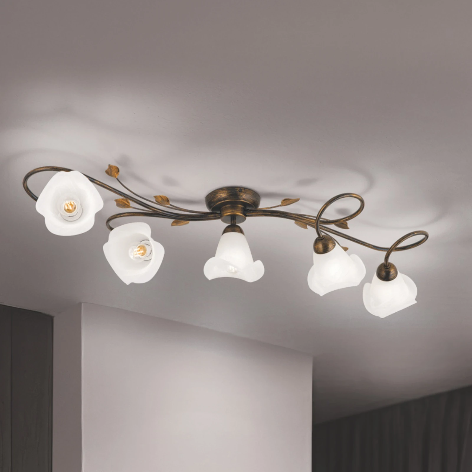 Plafonska lampa SISI, sa 5 izvora svetla, antik