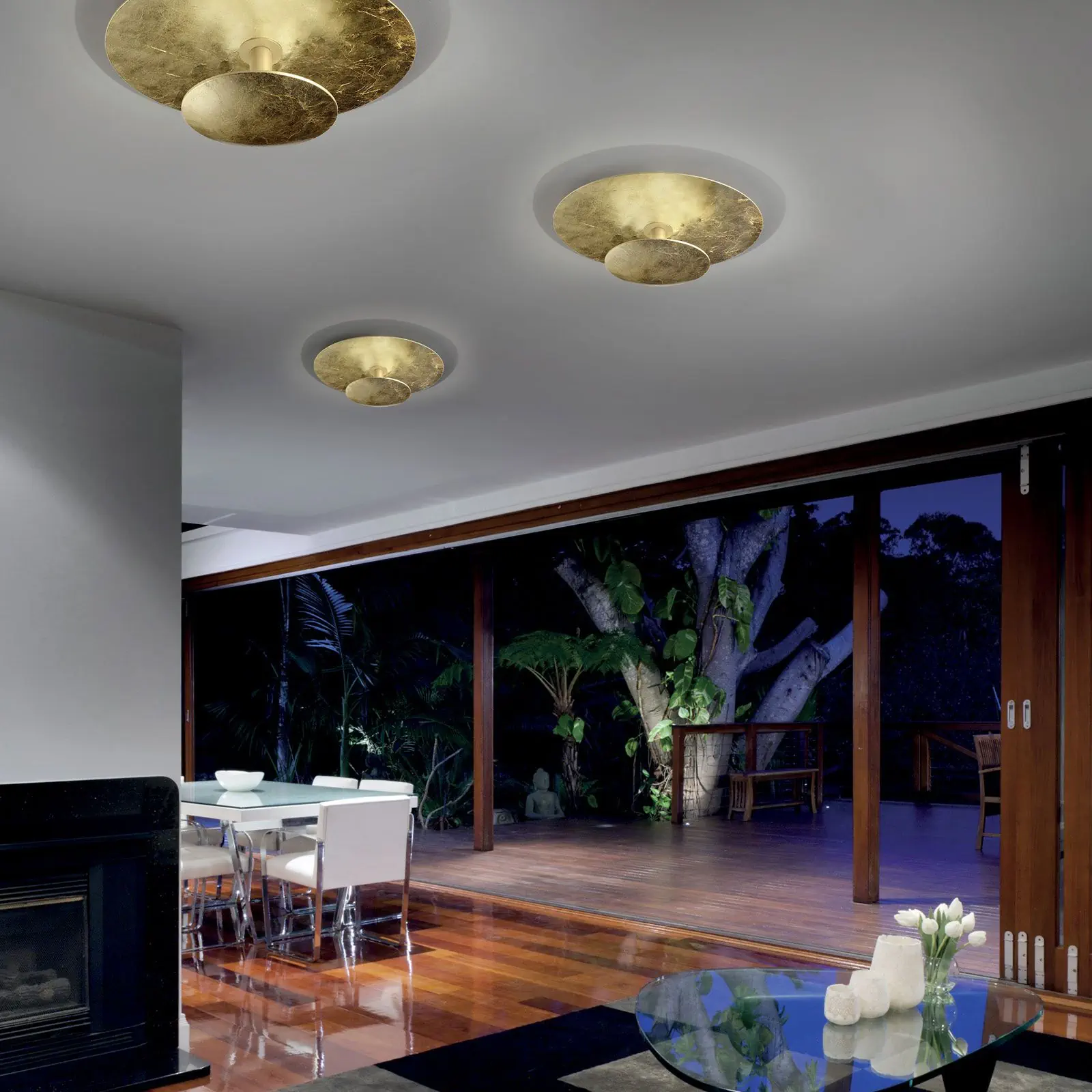 LED plafonska lampa VULKA, zlatni list