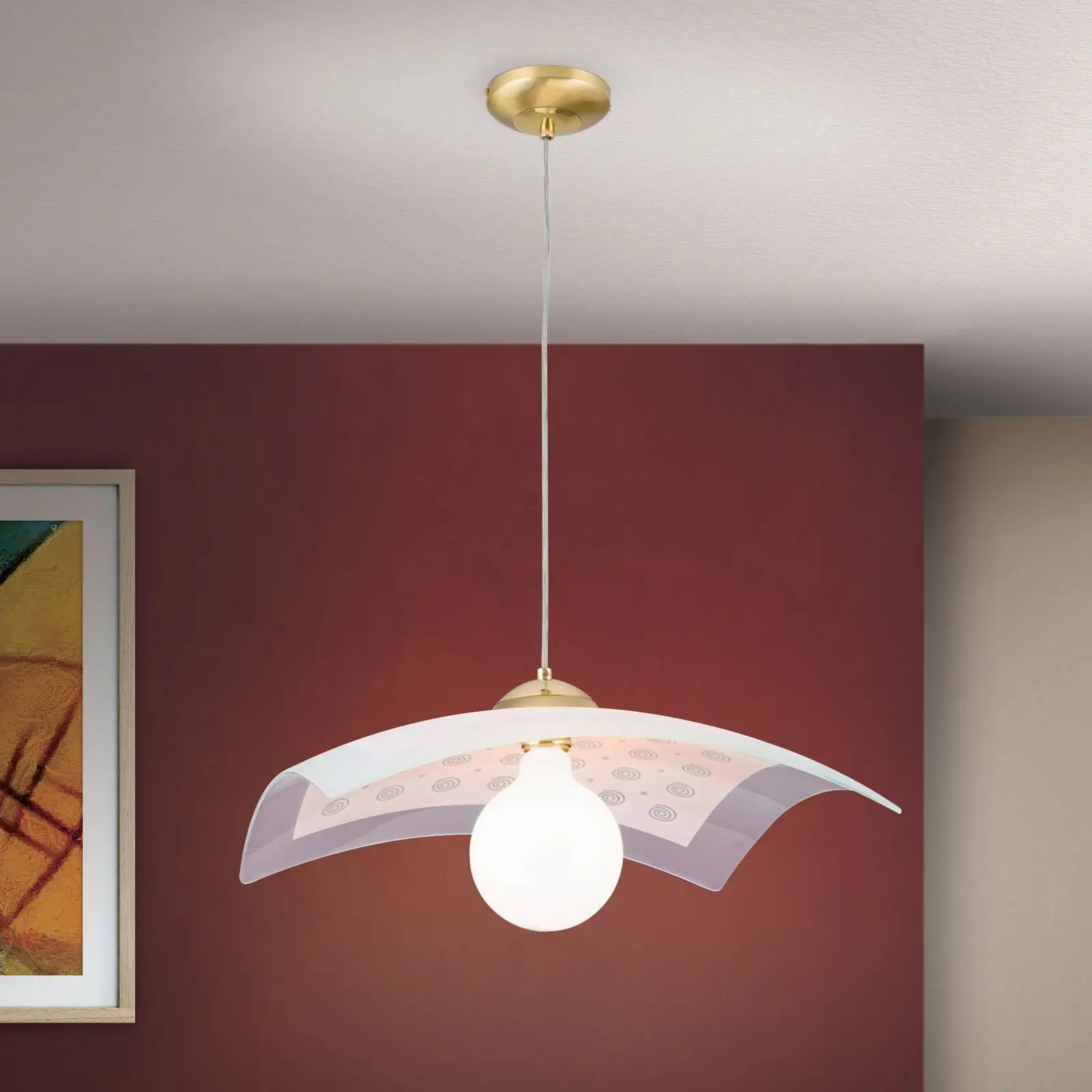 Viseća lampa KITCHENETTE, mesing, roze abažur