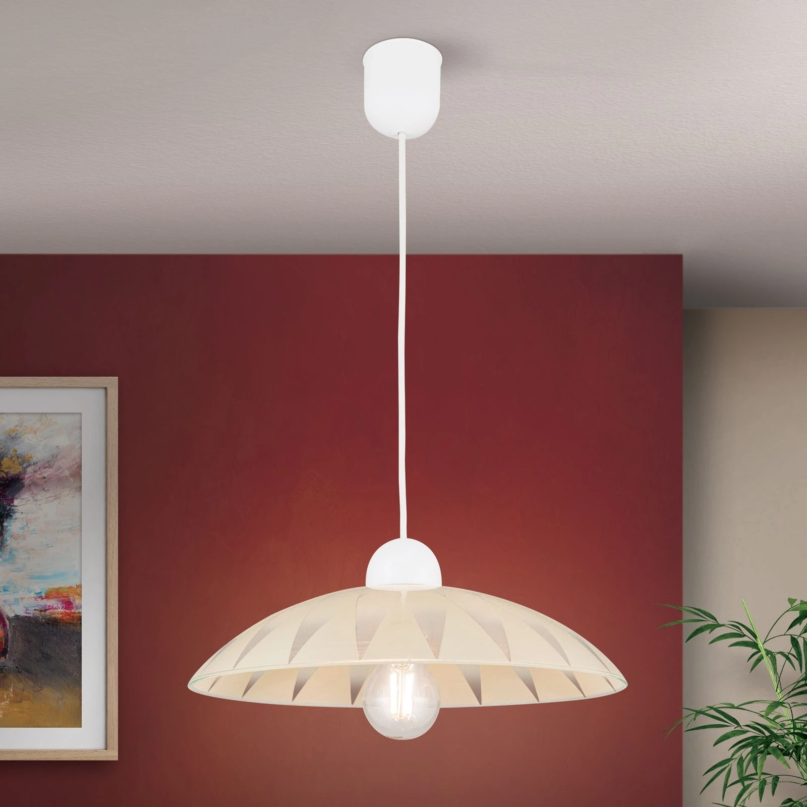 Viseća lampa MARTINA, bež dekorisano staklo