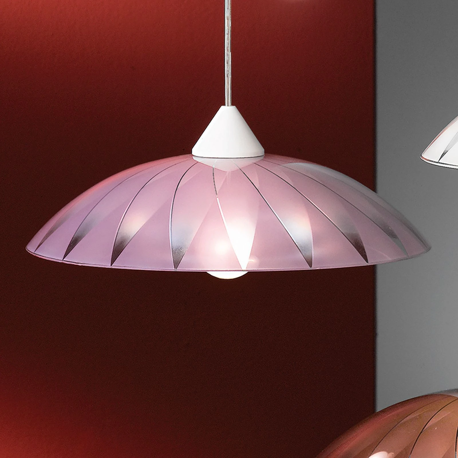 Viseća lampa MARTINA, ljubičasto dekorisano staklo