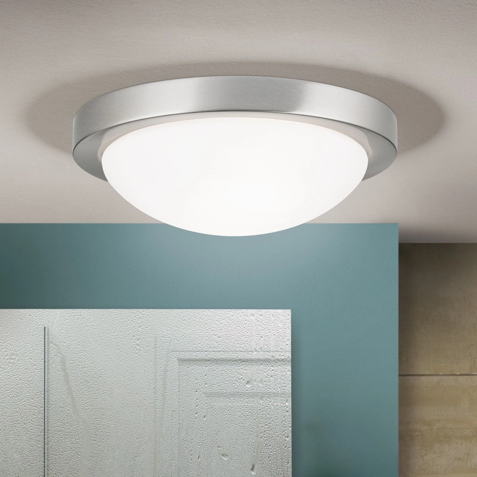 Plafonska lampa FATO, saten hrom, Ø 32 cm