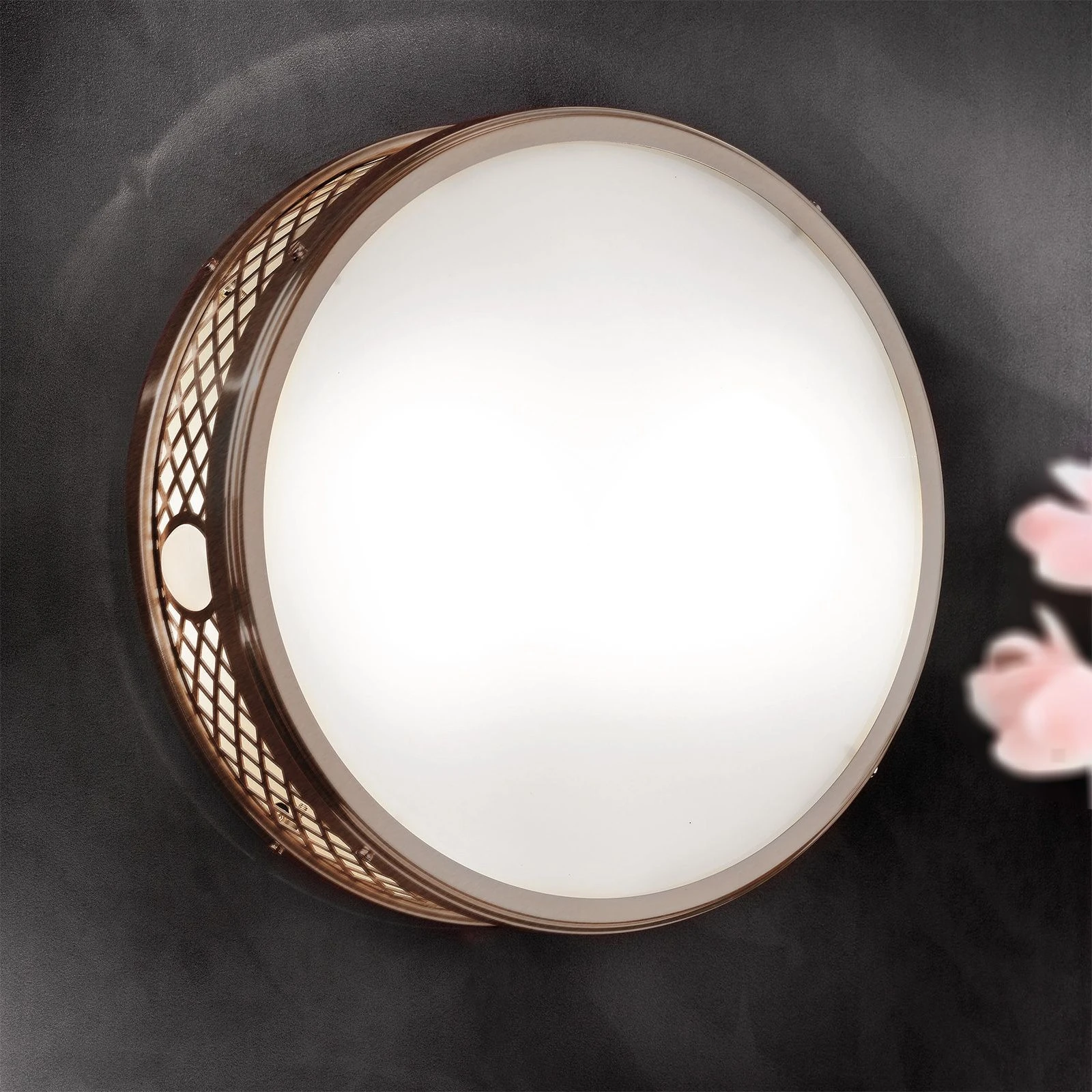 Plitka plafonska lampa ALT WIEN, antik mesing, 33 cm