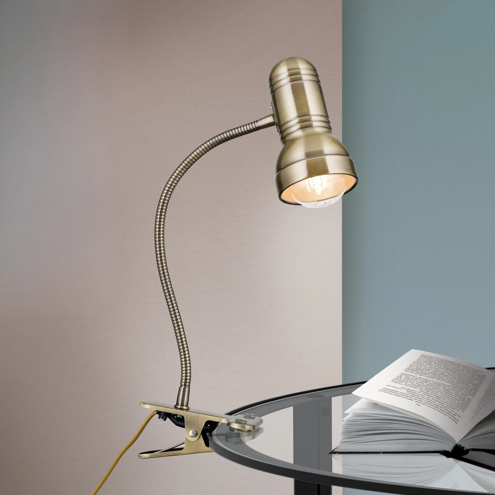 Spot lampa sa stezaljkom WILHELM, patina, dugačka