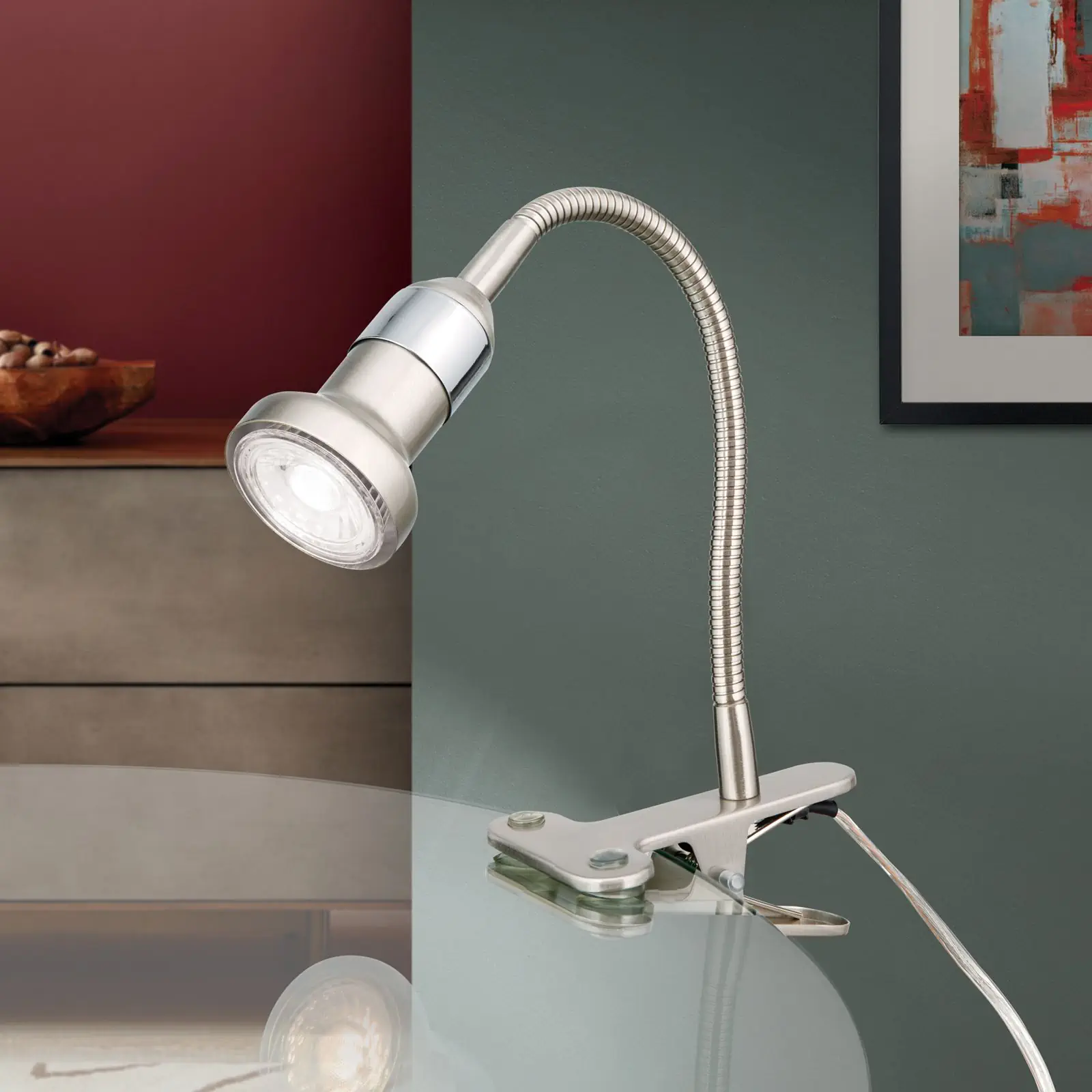 Spot lampa sa stezaljkom SEBA, 1 izvor svetla, satenirana