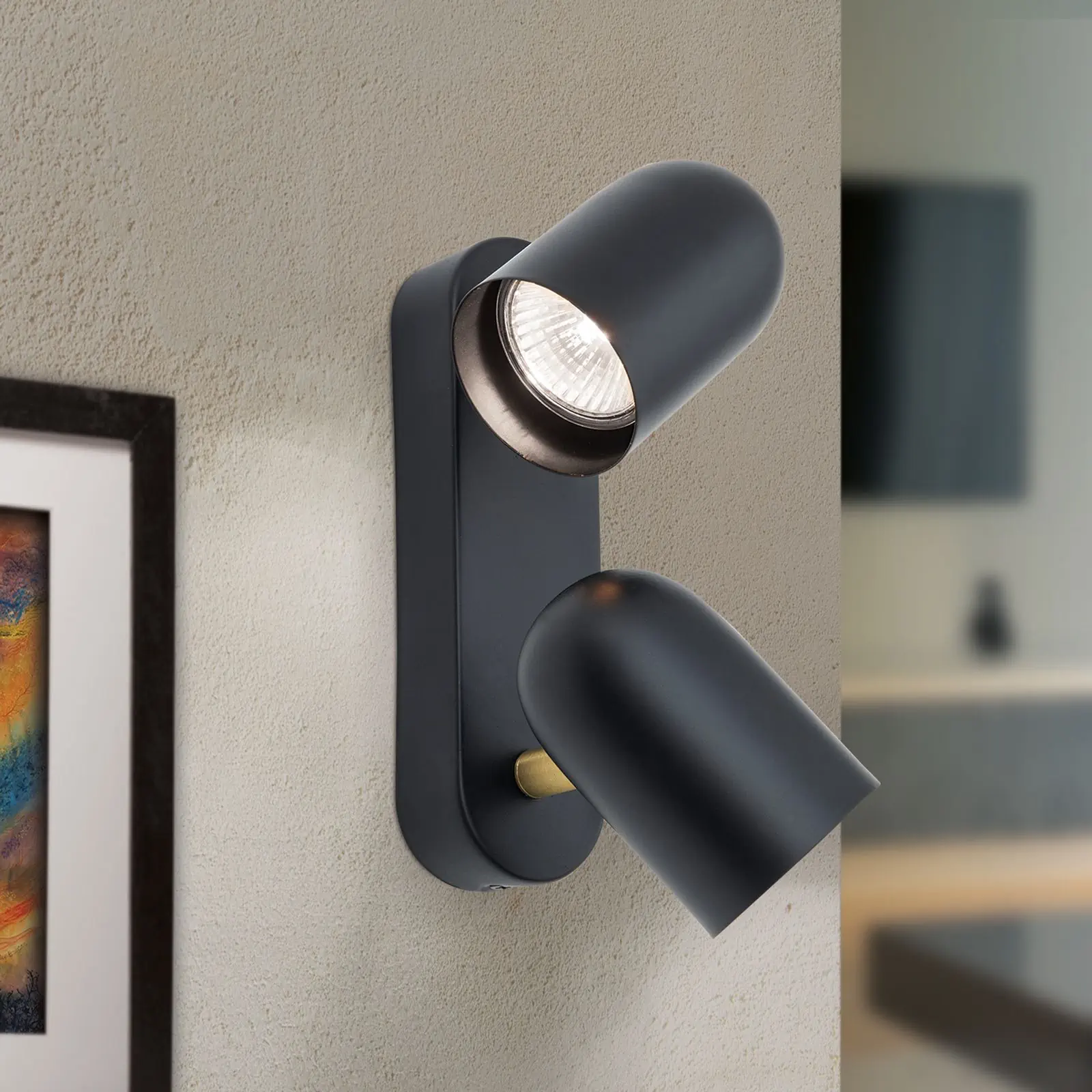 Spot lampa BRADLEY, 2 izvora svetla, crna/mesing