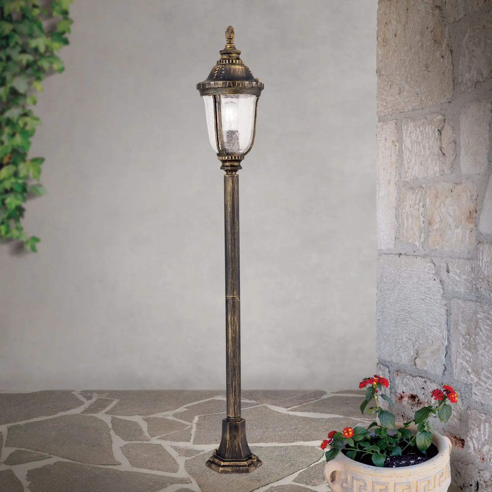 Spoljašnja stazna lampa AUGUST, patina, H112 cm