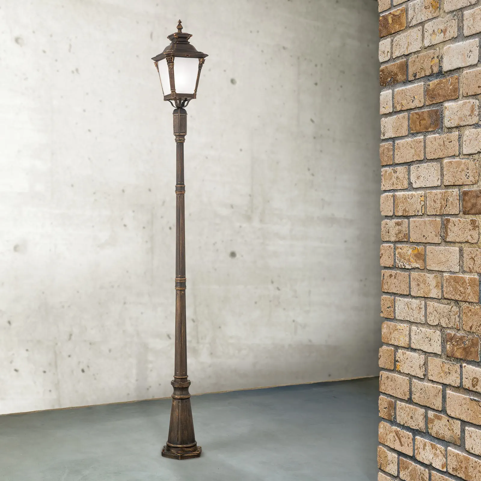Spoljašnja stubna lampa AIKO, patina, H240 cm