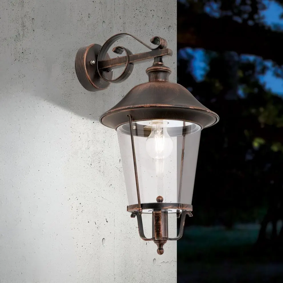 Spoljašnja lampa KENZO, crno-bakarna, usmerena nadole