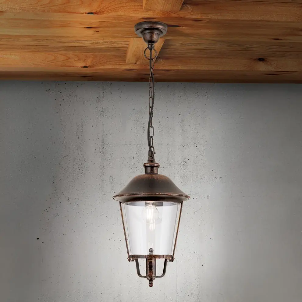 Spoljašnja lampa KENZO, crno-bakarna, usmerena nadole