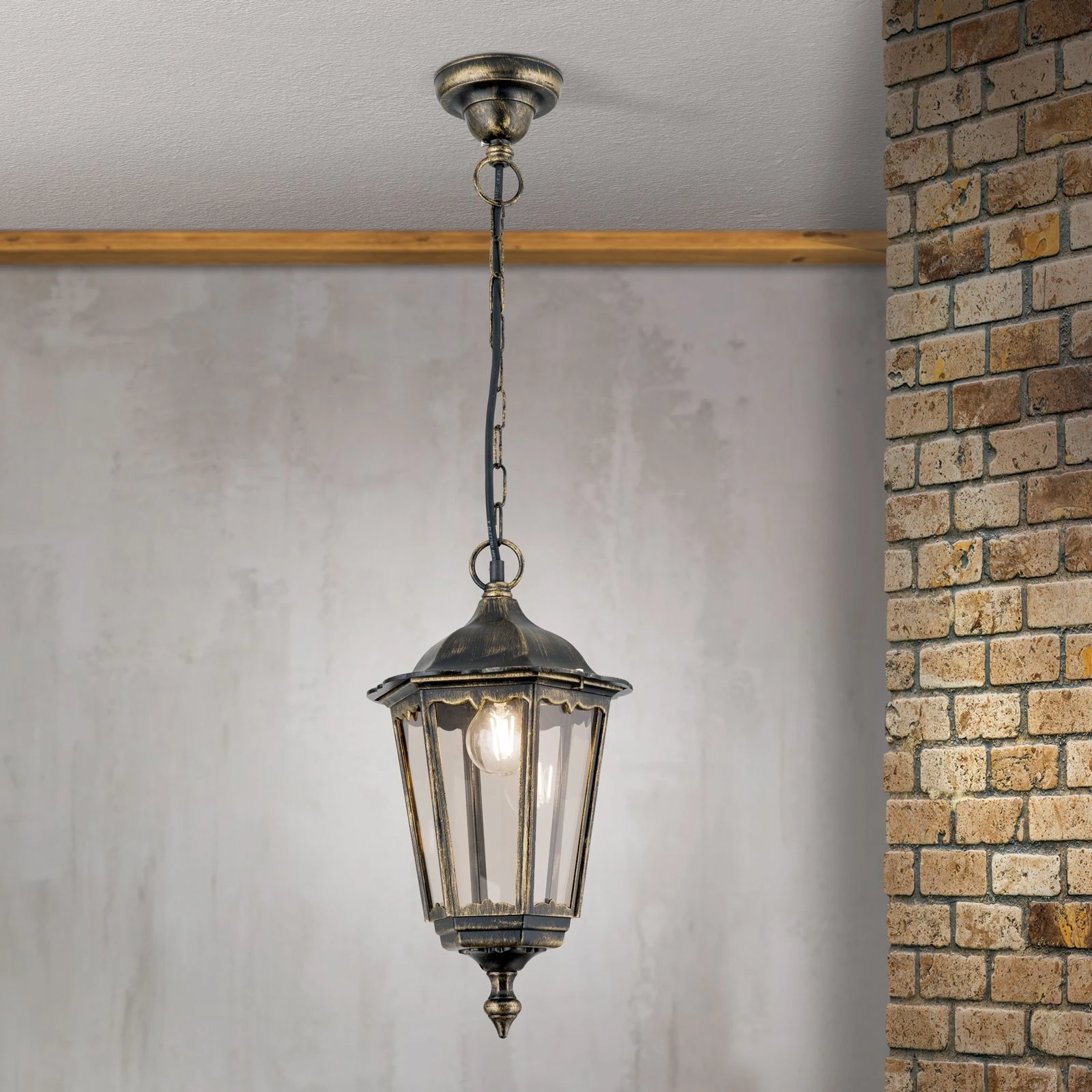 Spoljašnja viseća lampa PUCHBERG, crno-zlatna