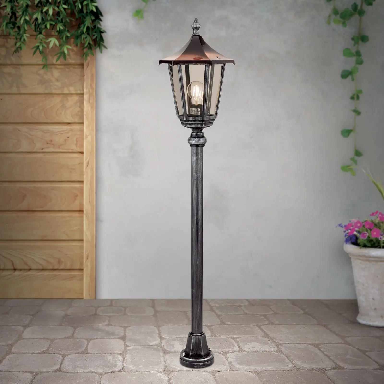 Spoljašnja lampa HERMINE, crno-srebrna, H116 cm