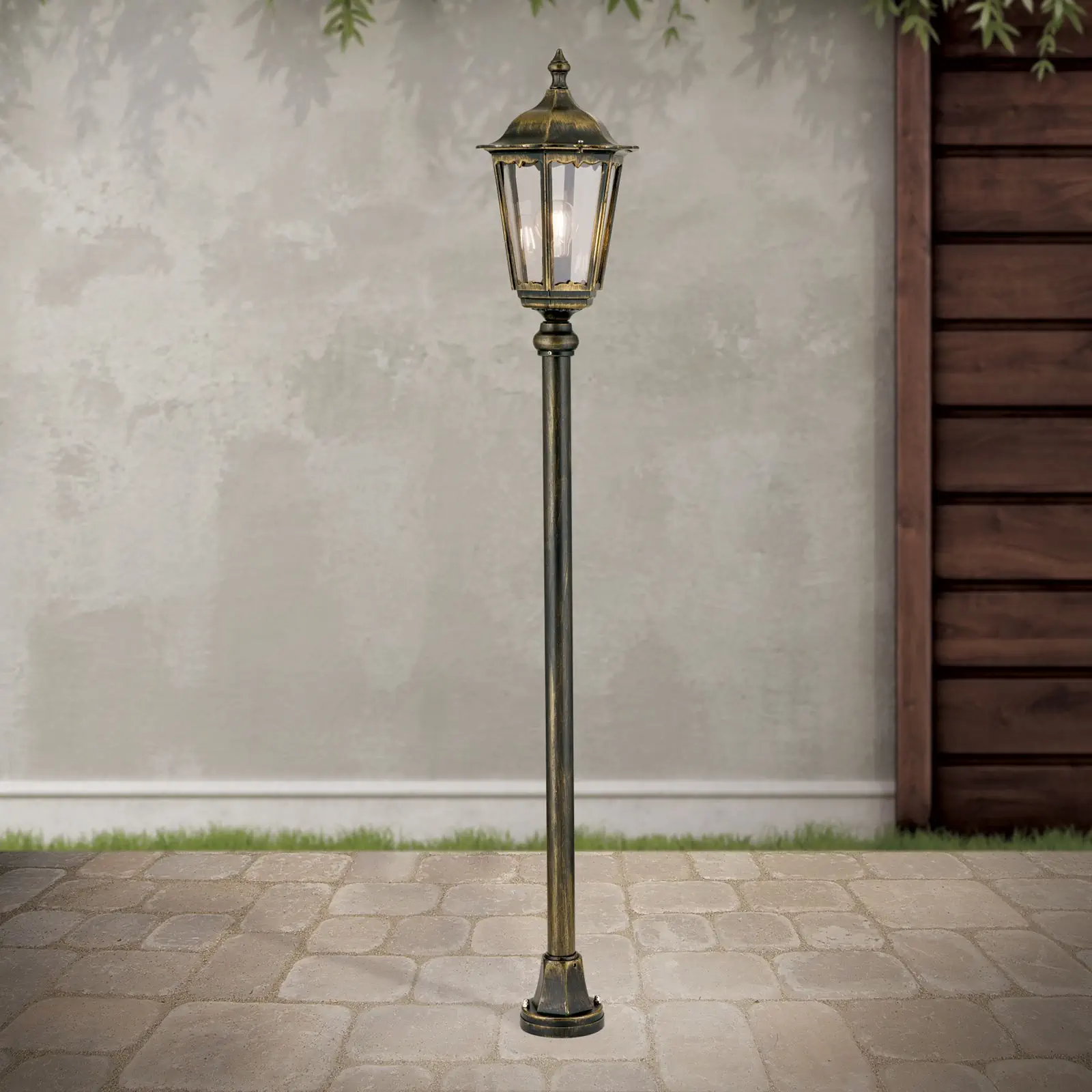 Spoljašnja stazna lampa PUCHBERG, crno-zlatna, H140 cm