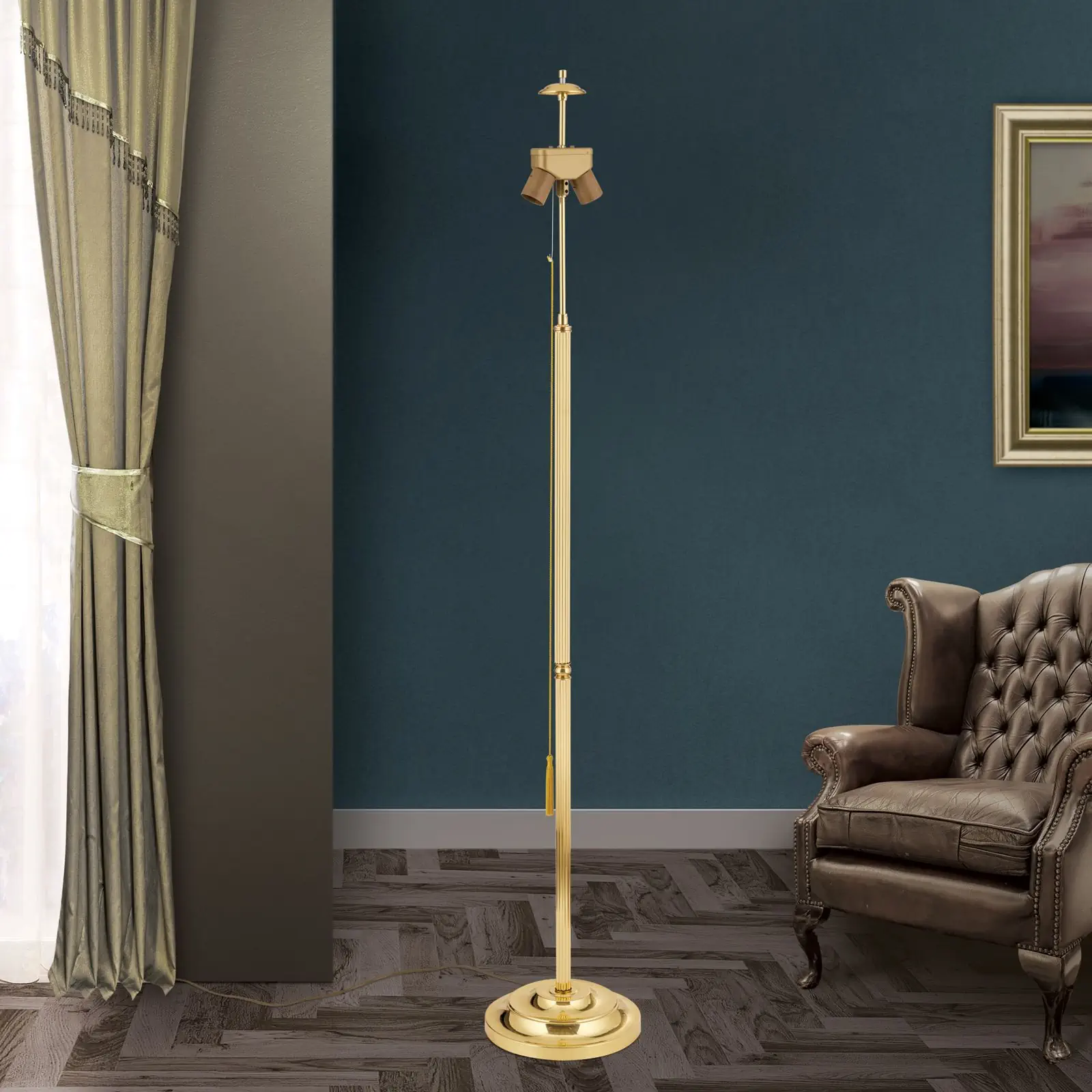 Podna lampa, sjajni mesing, bez abažura, 155,5 cm