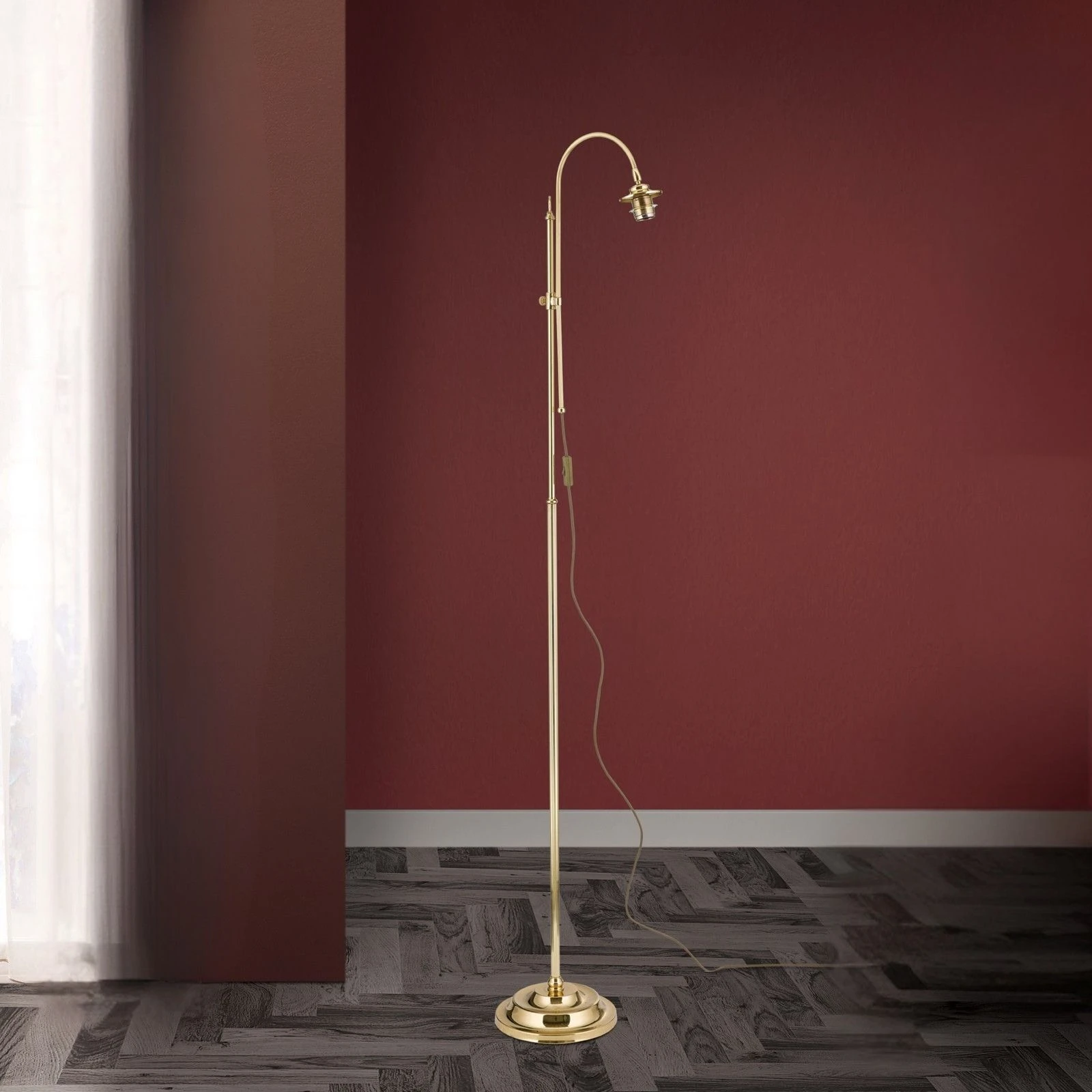 Podna lampa bez abažura, mesing, visina 168,5 cm