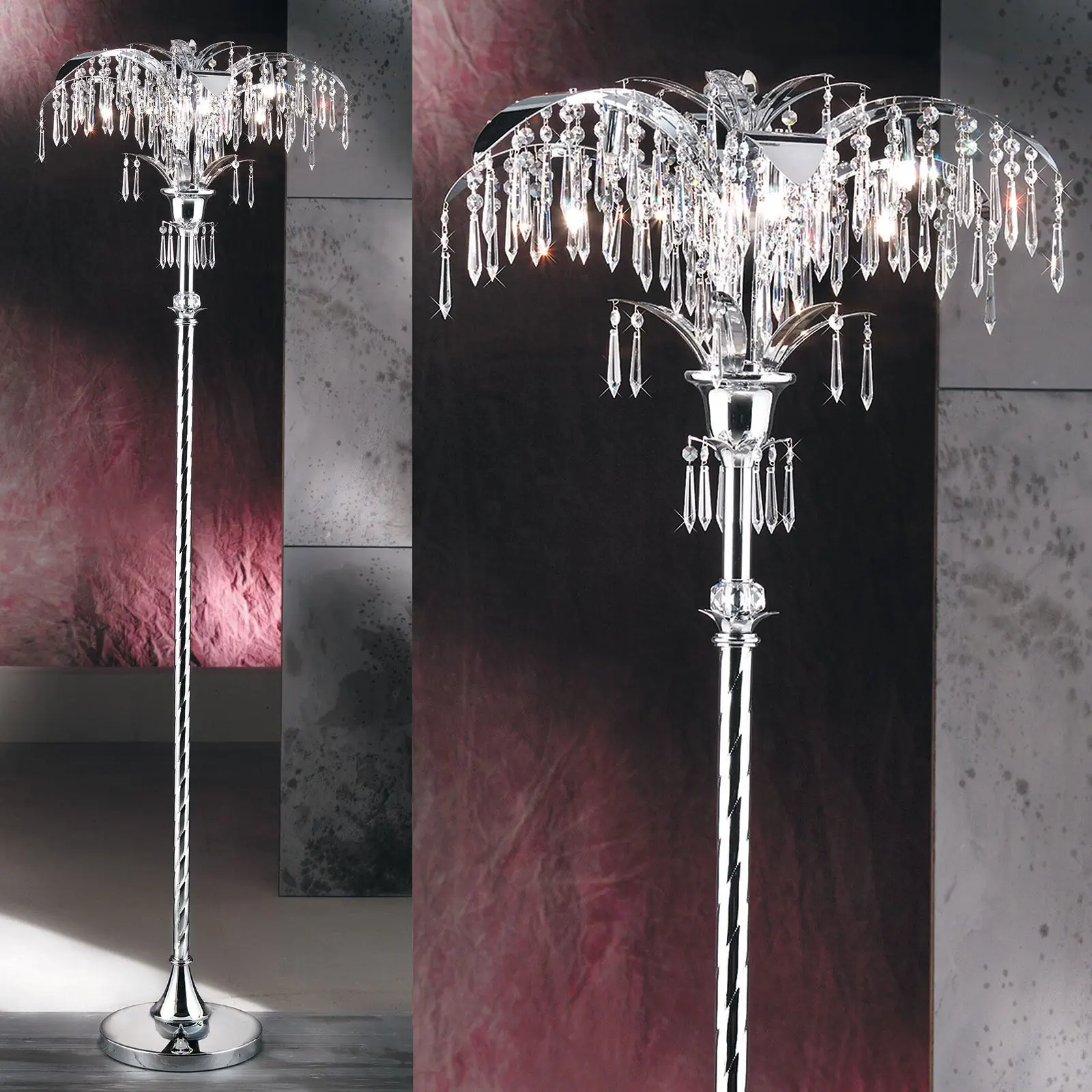 Podna lampa PALME, hrom