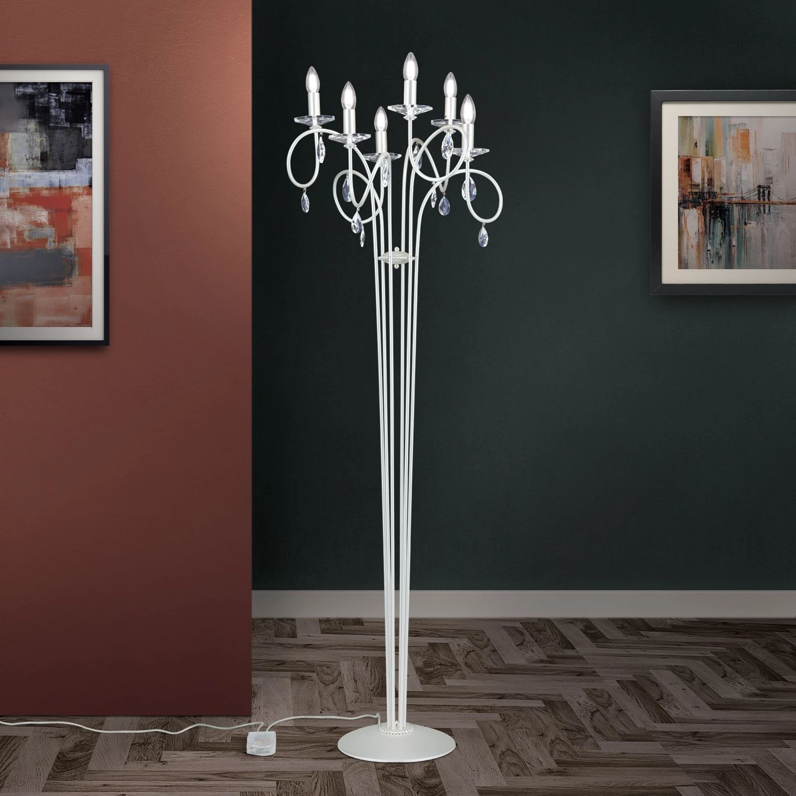 Podna lampa GIADA, 6 izvora svetla, srebro-mat završna obrada