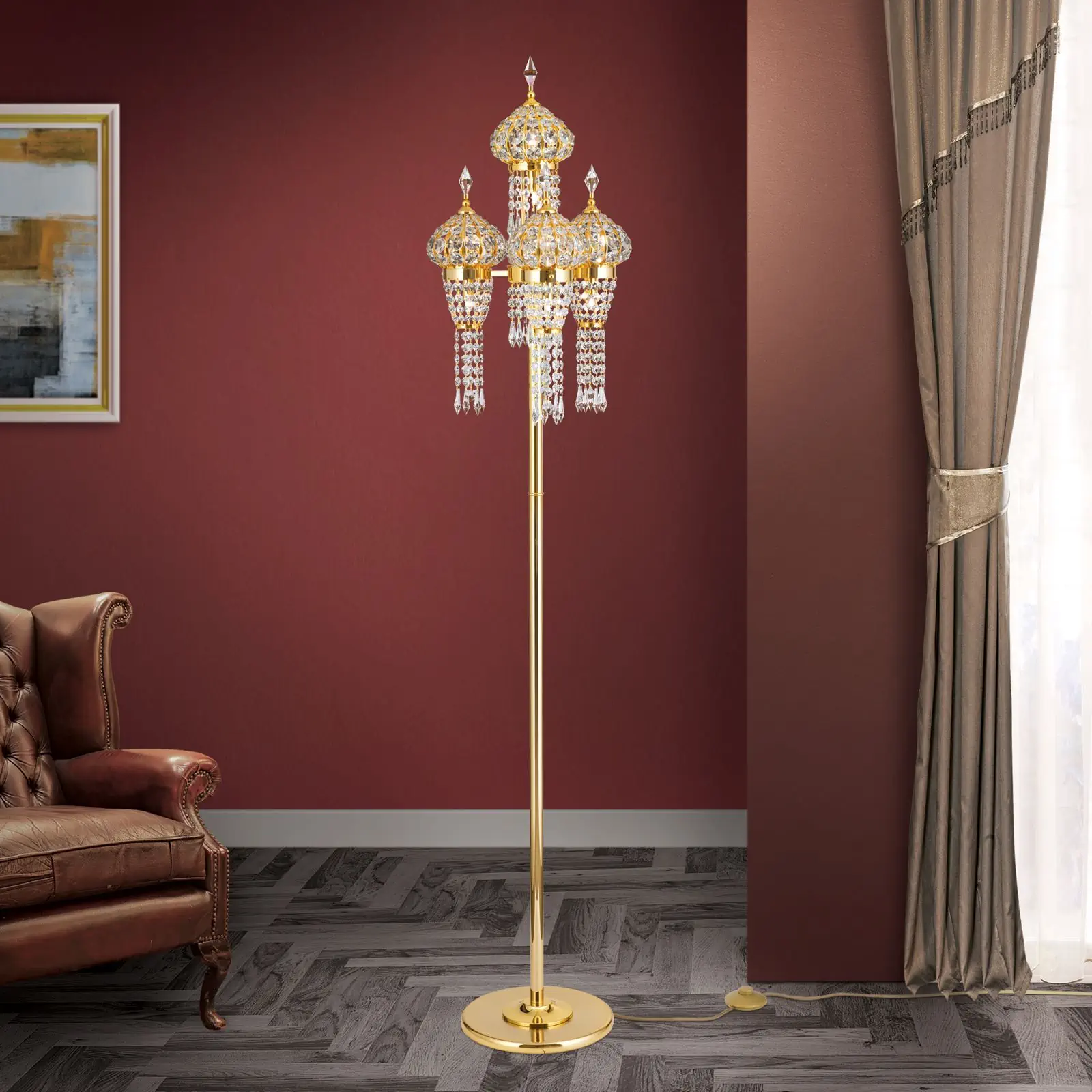 Podna lampa ORIENTAL, zlatna