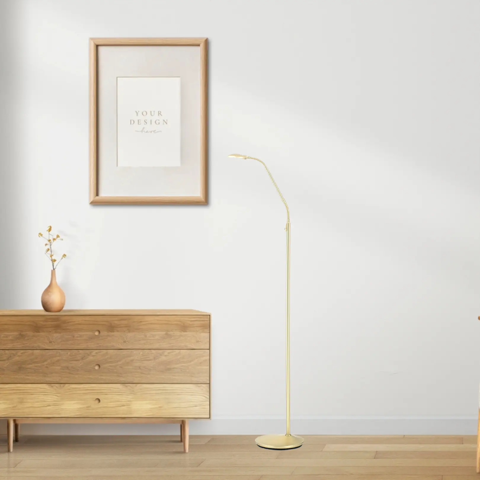 LED podna lampa COBRA, mesing mat