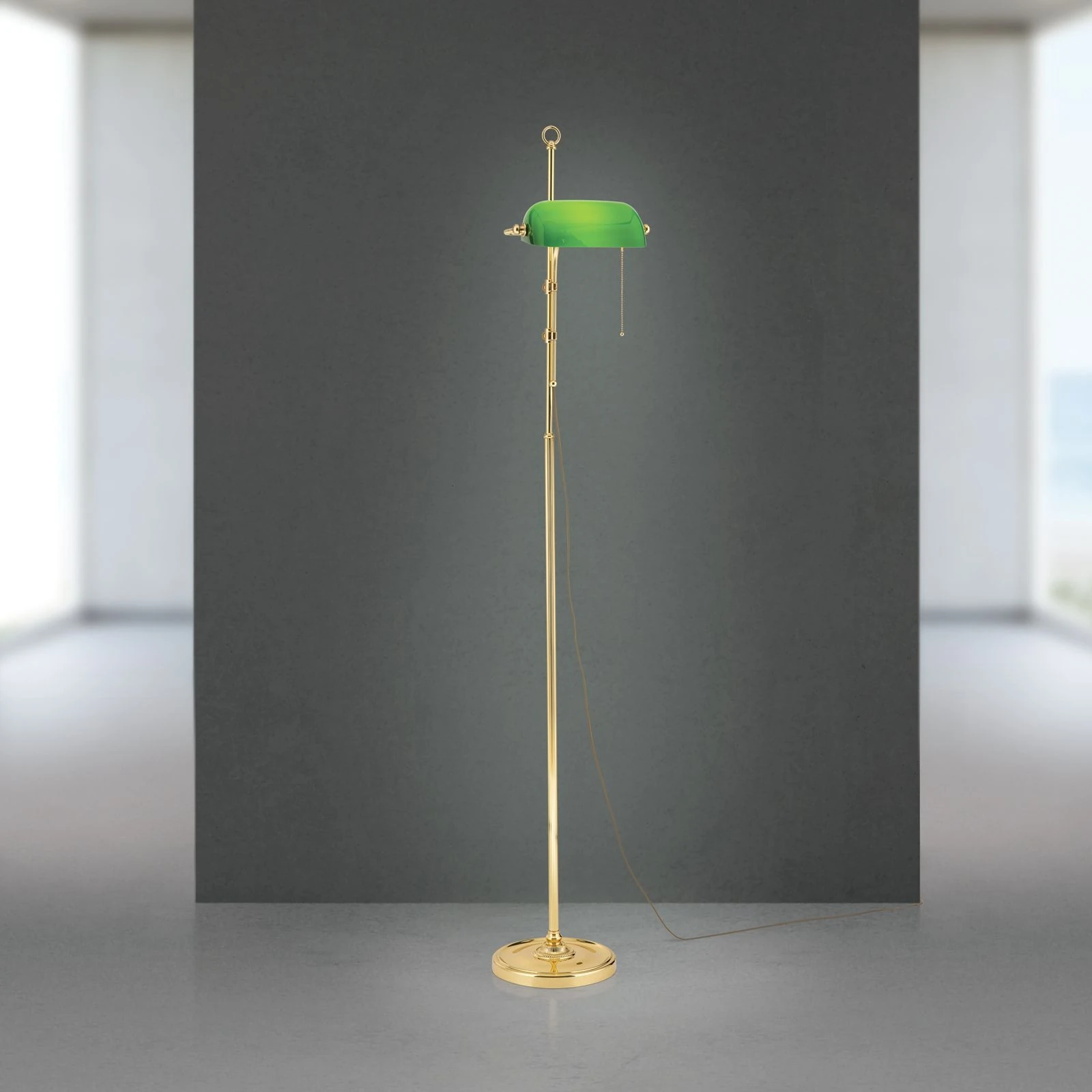 Podna lampa HARVARD, visina 167 cm, mesing/zelena