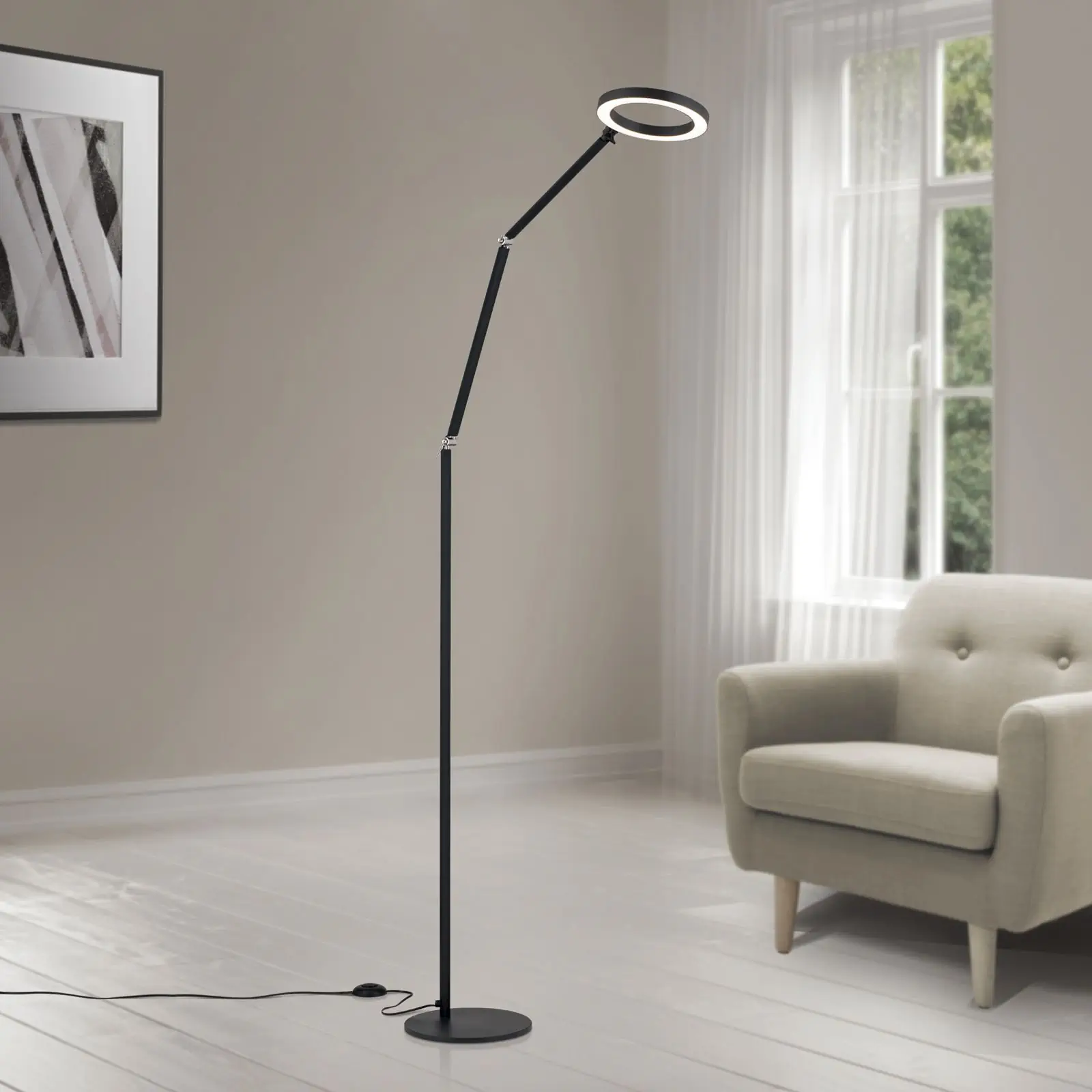 LED podna lampa RINGO, crna