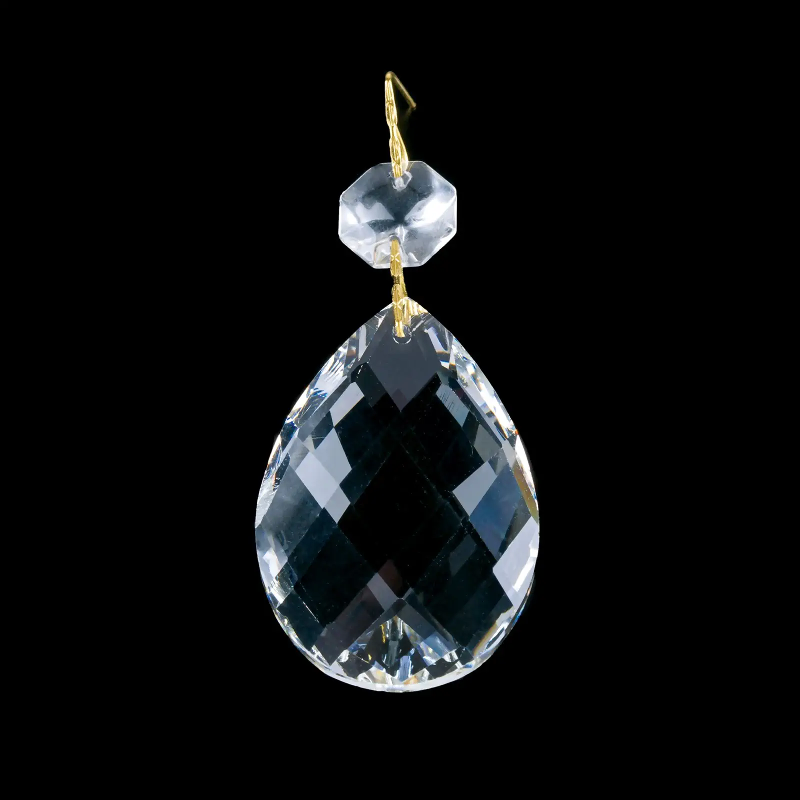 Kristal za luster, 1 oktagon i 1 badem, transparentni