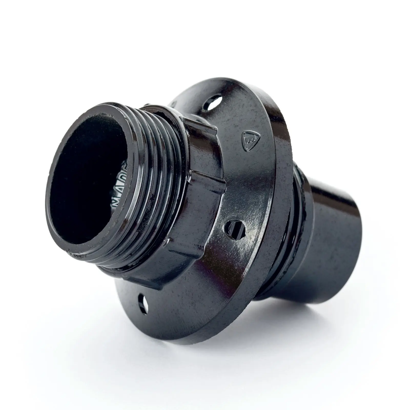 Grlo za sijalicu E14, navrtni prsten, navoj M10x1, 54 mm, crno