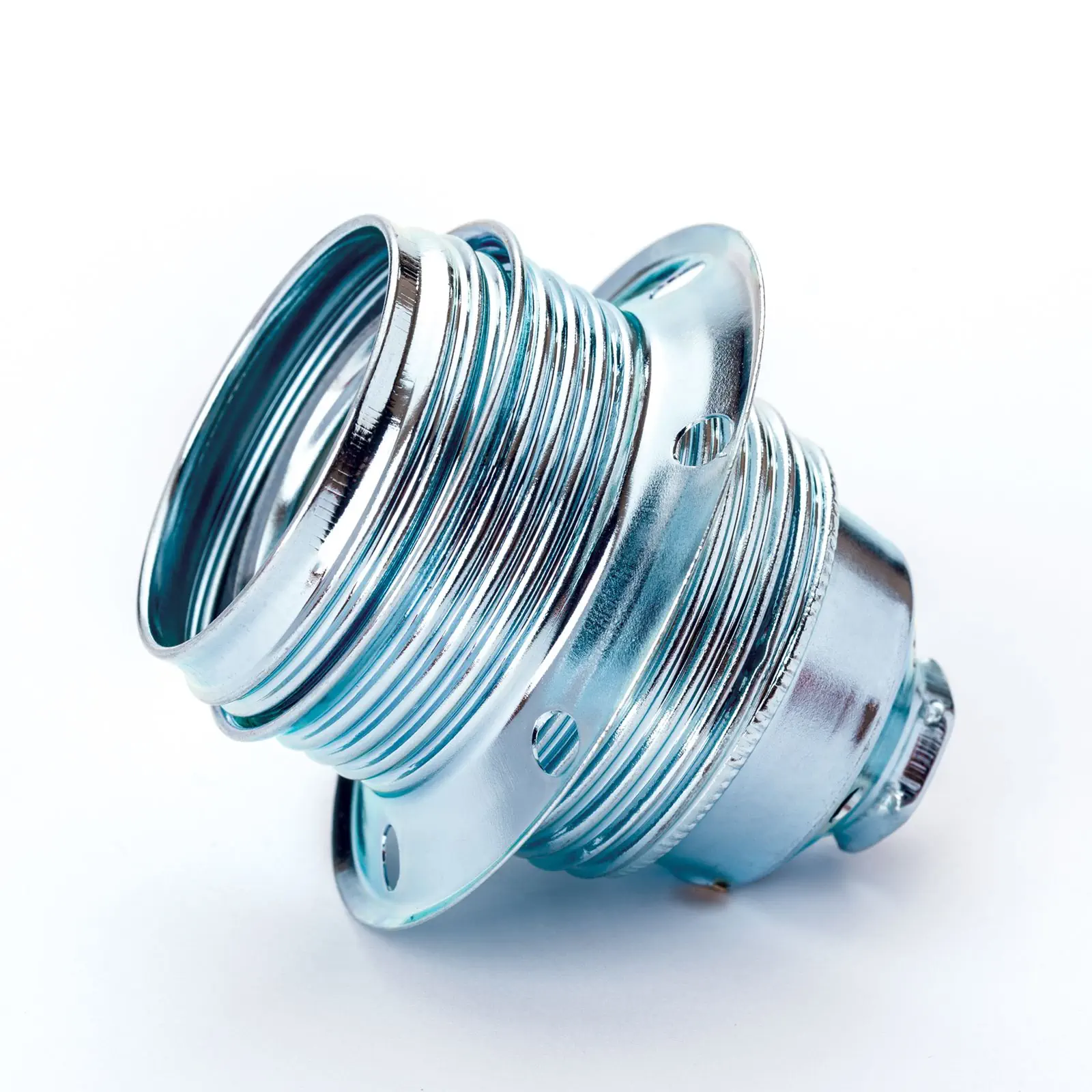 Grlo za sijalicu E27, navrtni prsten i uzemljenje, 59 mm, hrom