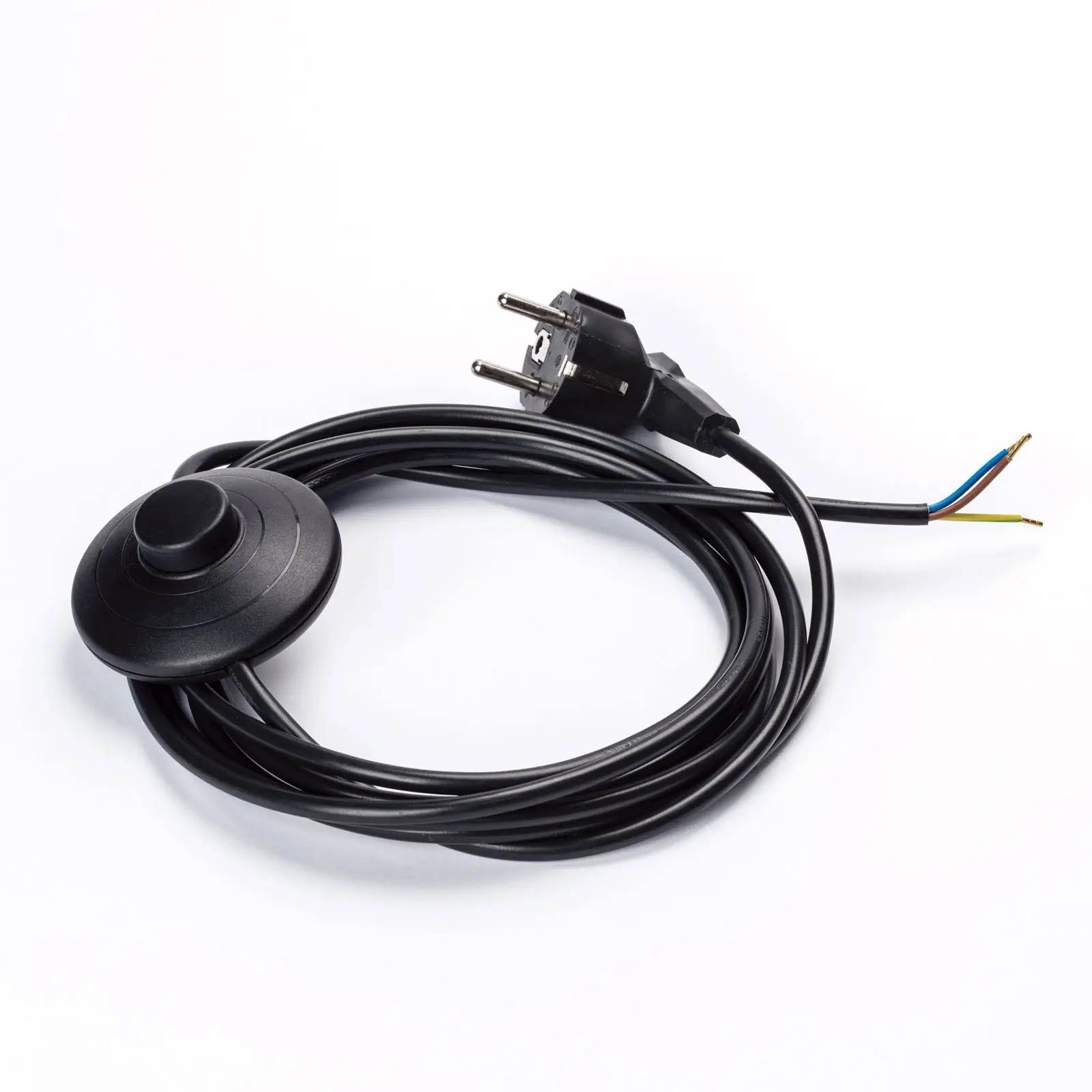 Priključni kabl sa nožnim prekidačem 300/30cm, Schuko, crni