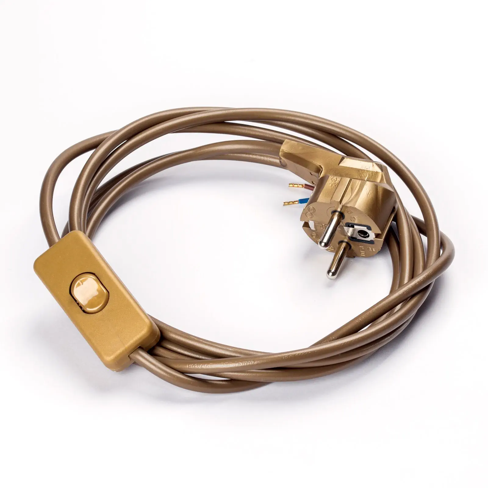 Priključni kabl 290/70, međuprekidač, Schuko, zlatni