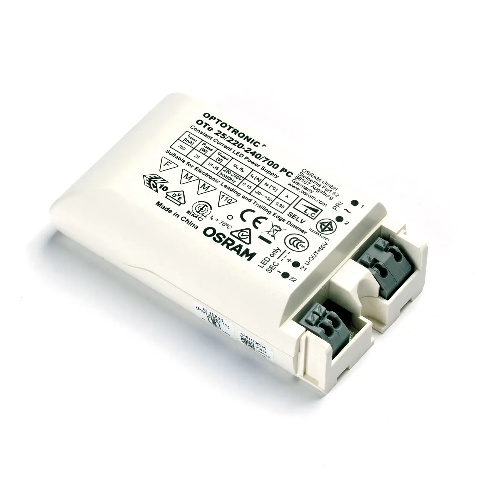 Drajver 25s OSRAM OTe 25/220–240/700 mA 25 W, dimabilan