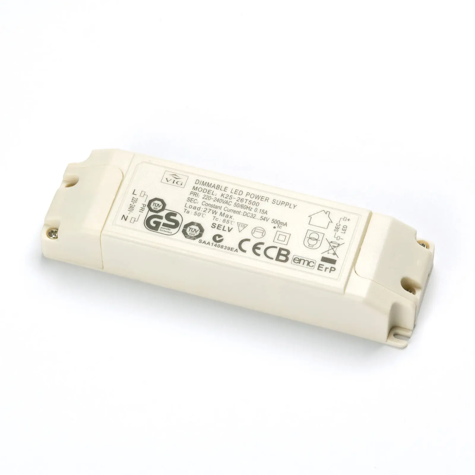 Drajver 27a VIG K25-26T500, 500 mA 27 W, dimabilan