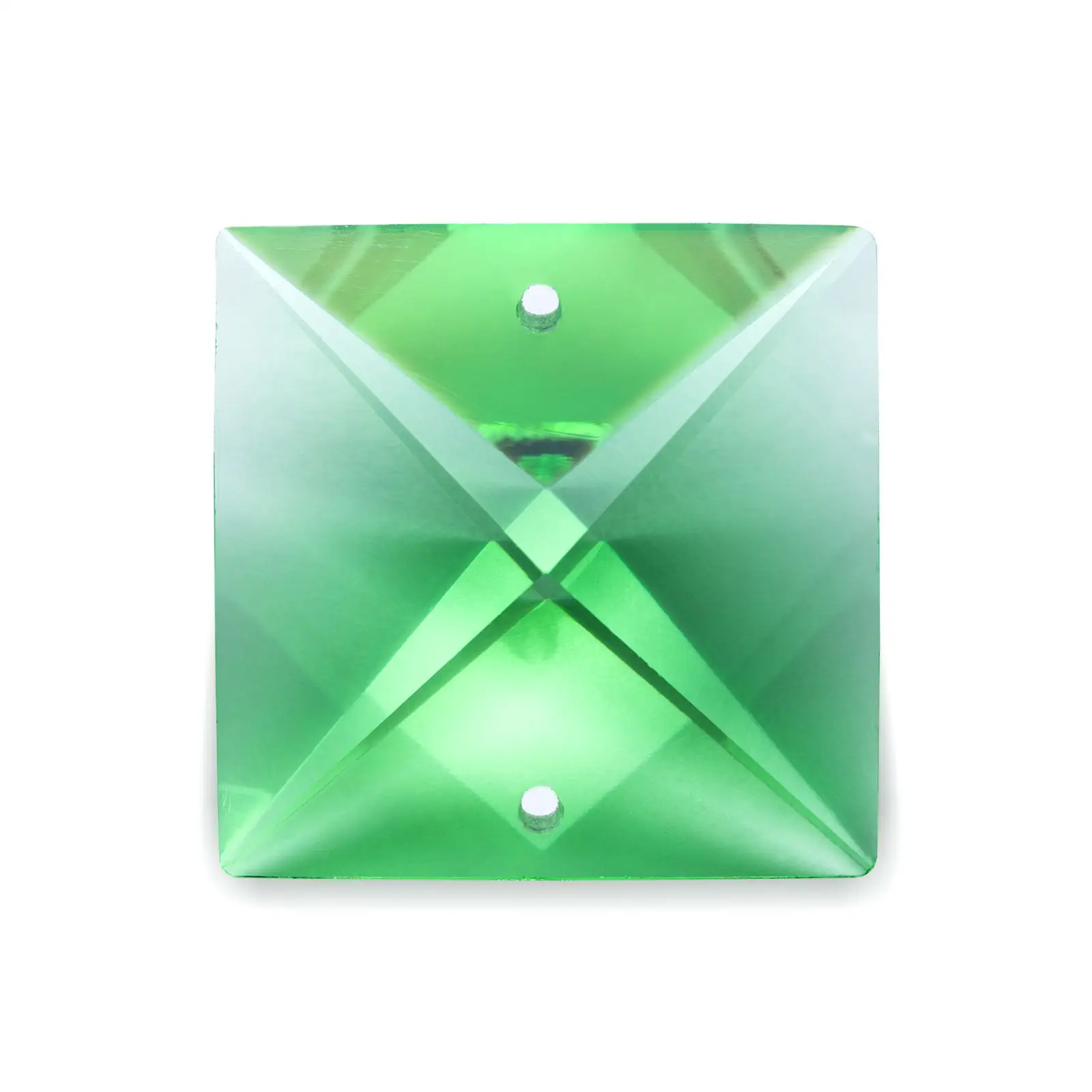 Kristal za luster – kvadratni kamen SCHÖLER CRYSTAL®, 2 rupe, 22 mm, zeleni