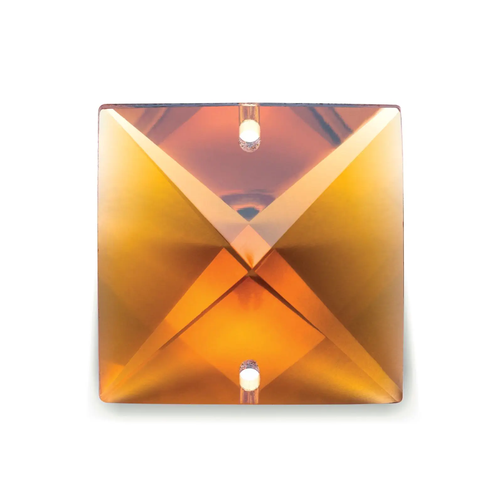 Kristal za luster – kvadratni kamen SCHÖLER CRYSTAL®, 2 rupe, 22 mm, topaz amber
