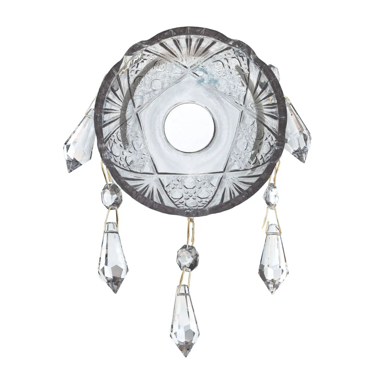 Stakleni bobeche 2211 sa kristalima, 27x105 mm, rupa=26 mm