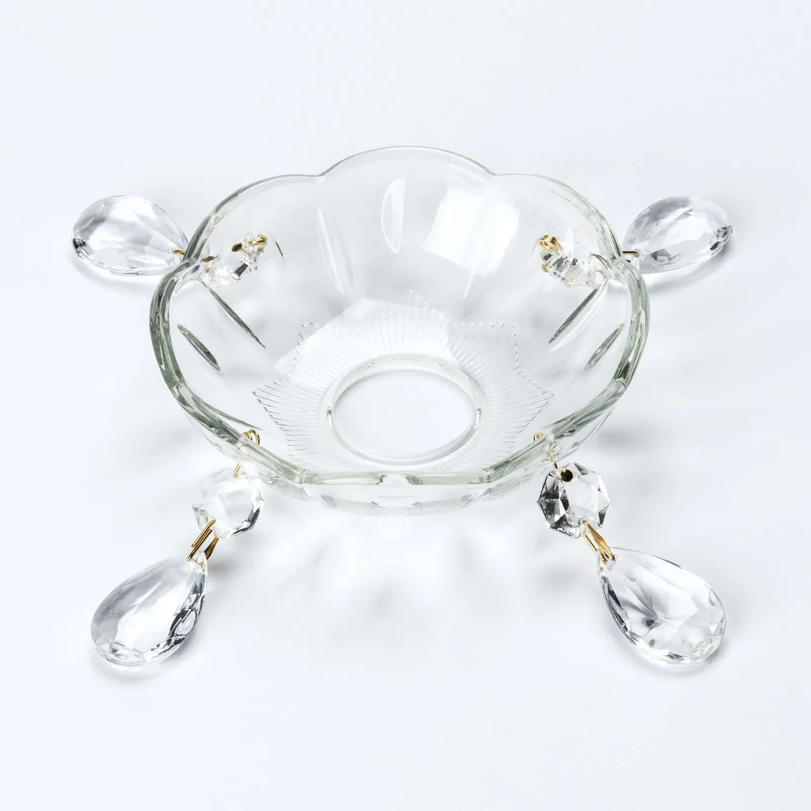 Stakleni bobeche sa kristalima, rupa 29 mm